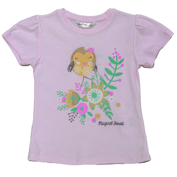 Pale Pink Short Sleeve Placement Print Pj Sets