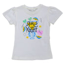 White Short Sleeve Placement Print Pj Sets White-3