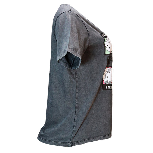 Acid Wash Friends Printed T Shirt