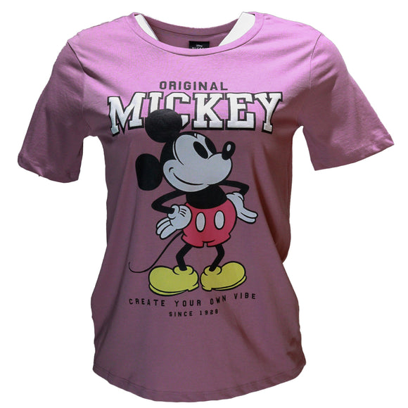 Mauve Mickey Printed T Shirt