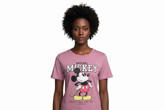 Mauve Mickey Printed T Shirt