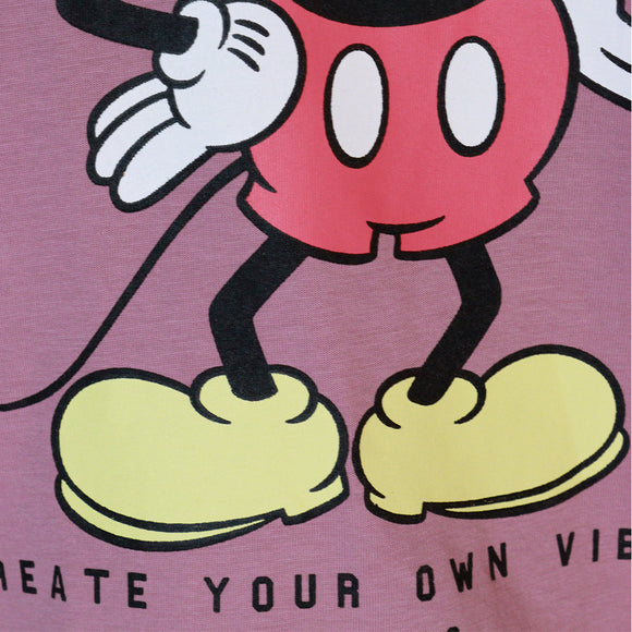 Mauve Mickey Printed T Shirt