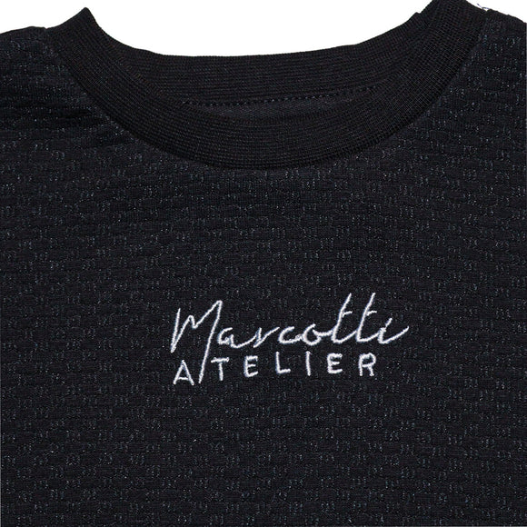 Black Jacquard Cut N Sew T Shirt