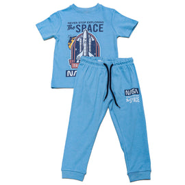 Blue Nasa Short Tee And Long Pyjama Set