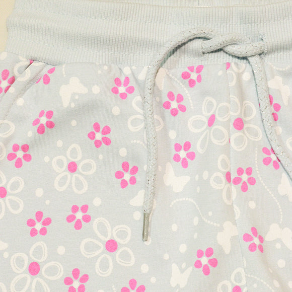 Sky Blue Aop Floral Track Pant