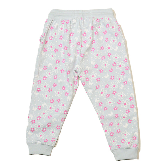 Sky Blue Aop Floral Track Pant
