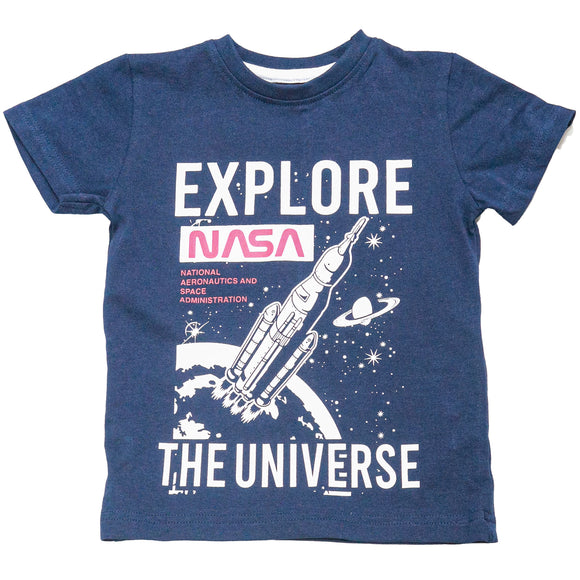 Navy Nasa Short Sleeve T Shirt And Shorts Pyjama Set