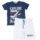Navy Nasa Short Sleeve T Shirt And Shorts Pyjama Set-1
