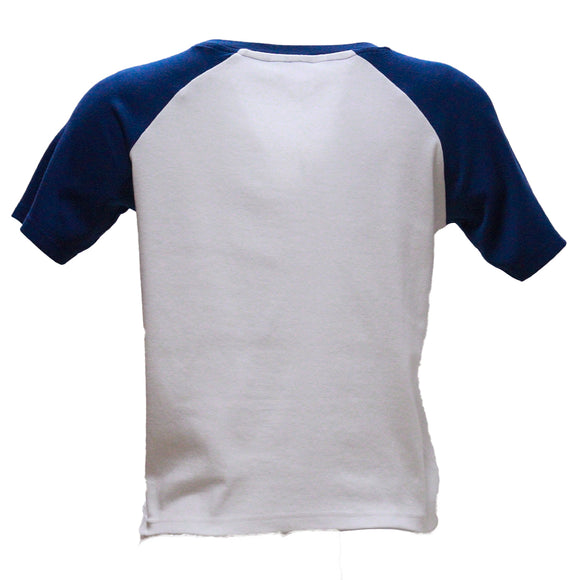Blue Black Raglan Printed T Shirt