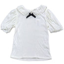 White Peterpan Collar Jacquard Top White-1