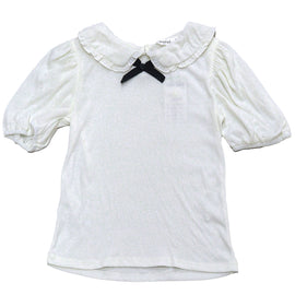 White Peterpan Collar Jacquard Top White