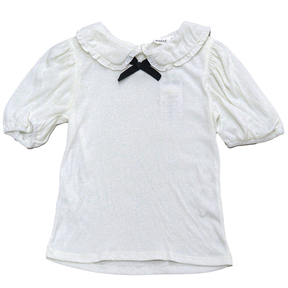 White Peterpan Collar Jacquard Top White