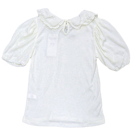 White Peterpan Collar Jacquard Top White - 0
