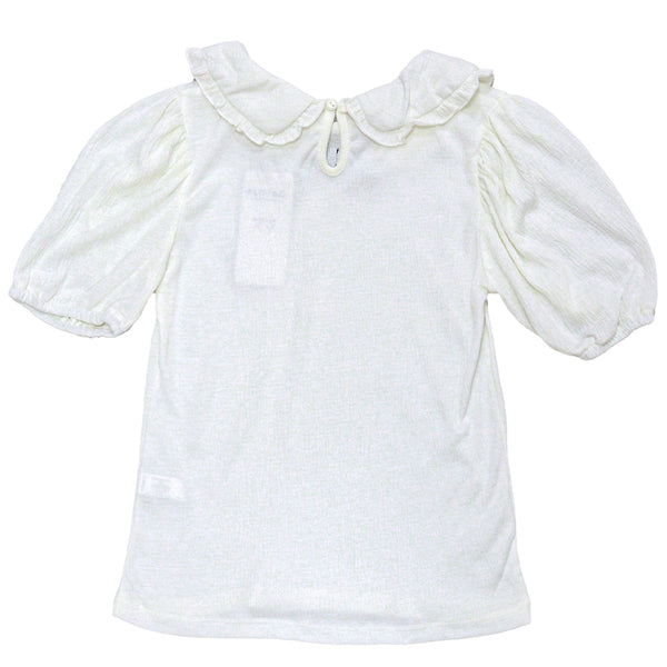 White Peterpan Collar Jacquard Top White