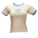Beige Contrast Rib T Shirt-1