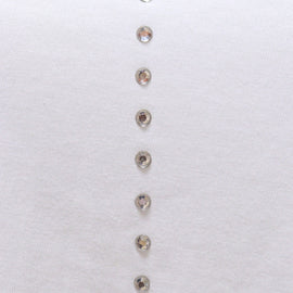 White Rolled Sleeves With Embellishement T Shirt - 0