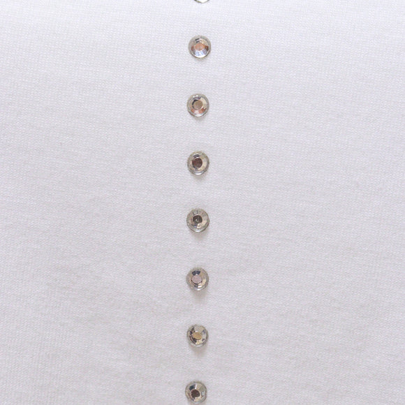 White Rolled Sleeves With Embellishement T Shirt