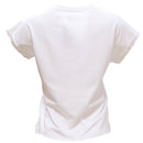 White Rolled Sleeves With Embellishement T Shirt-3