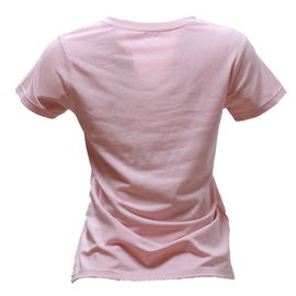 Pale Pink Melange Short Sleeve V Neck T Shirt - 0