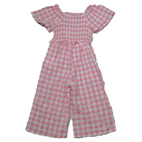 Pink Seersucker Jumpsuit Pale