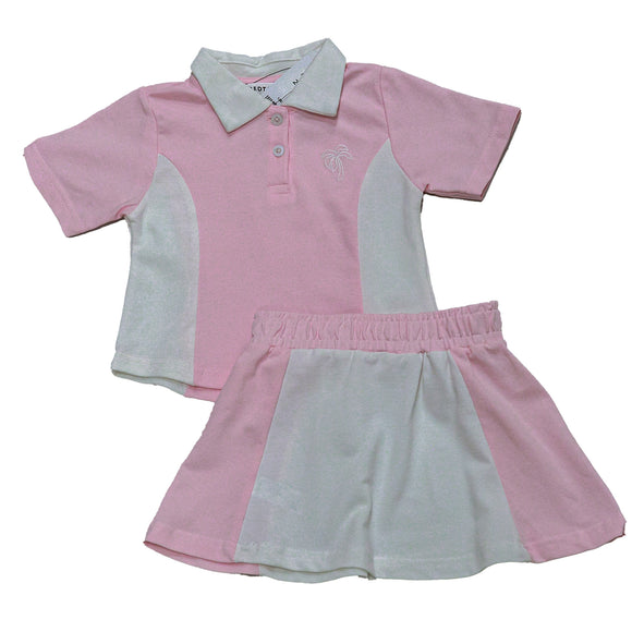 Pink Black White Pique Color Block Sets Pale Pink