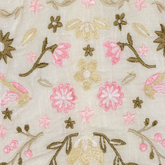 White Embroidered Yoke Flutter Sleeve Dress