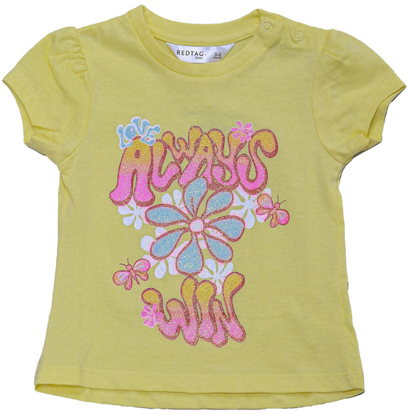 Yellow Flower Placement Print T Shirt Yellow