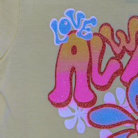 Yellow Flower Placement Print T Shirt Yellow - 0