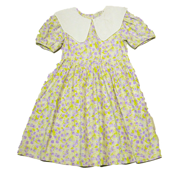 White Purple Floral Peterpan Collar Dress