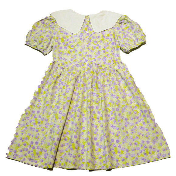 White Purple Floral Peterpan Collar Dress