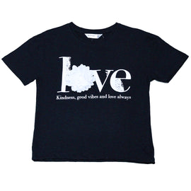 Black Ruffled Sleeve Top With Applique