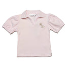 Rib Collar Puff Sleeve Top Pale Pink-1