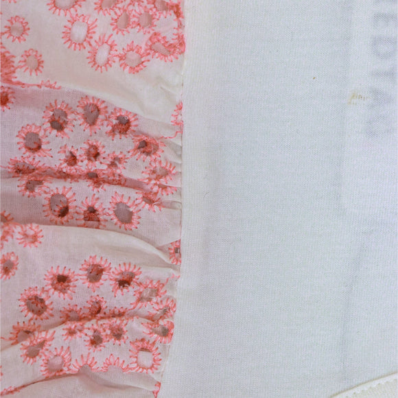 Schiffli Frll Peplum Jersey Top White