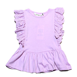 Schiffli Frll Peplum Jersey Top