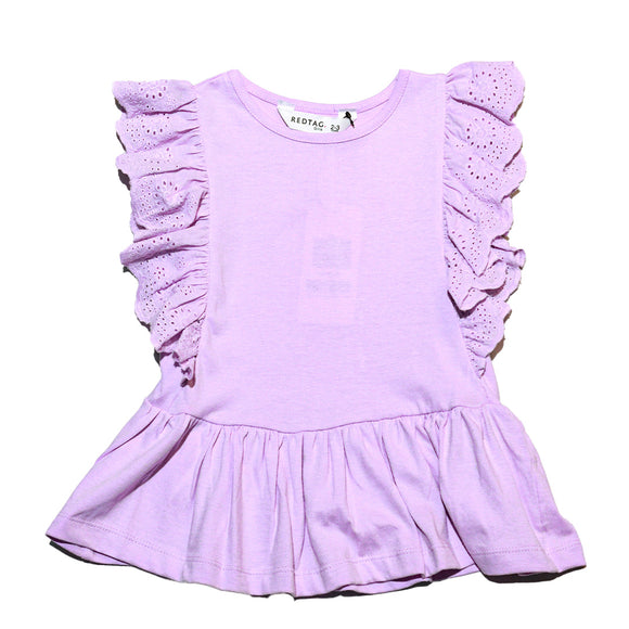 Schiffli Frll Peplum Jersey Top