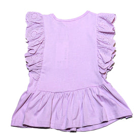 Schiffli Frll Peplum Jersey Top - 0