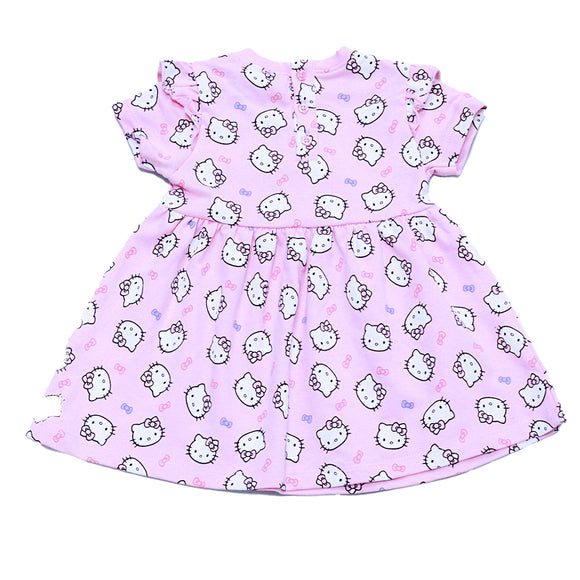 Pink Hello Kitty All Over Print Dress Pale