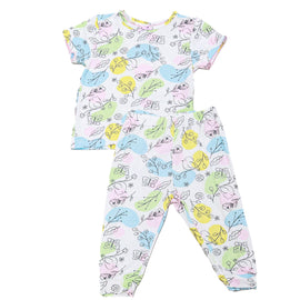 Beige All Over Print Pyjama Set