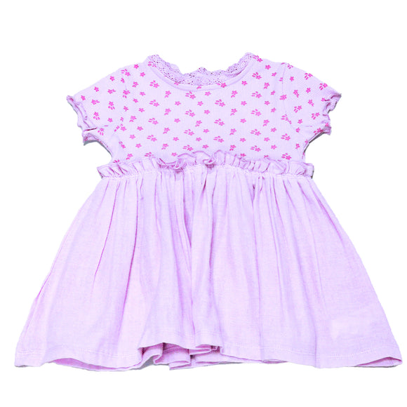 Lilac Printed Rib Yoke Dress