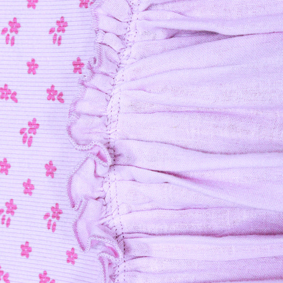 Lilac Printed Rib Yoke Dress