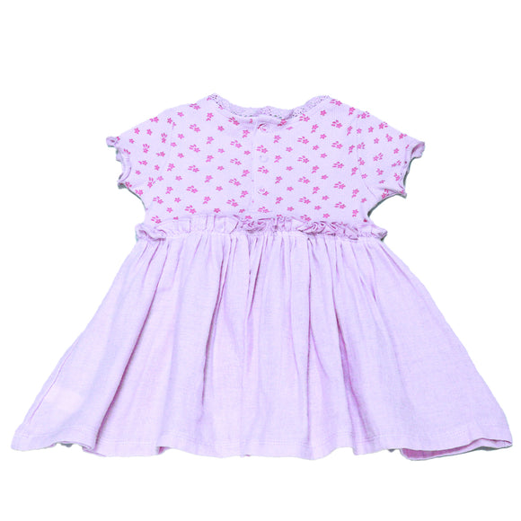 Lilac Printed Rib Yoke Dress