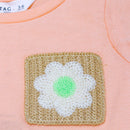 Peach Crochet Patch Pocket T Shirt Orange-2