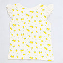 Ivory Lemon All Over Print Rib T Shiry Ivory-2