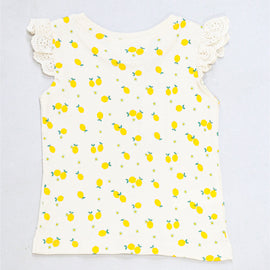 Ivory Lemon All Over Print Rib T Shiry Ivory - 0