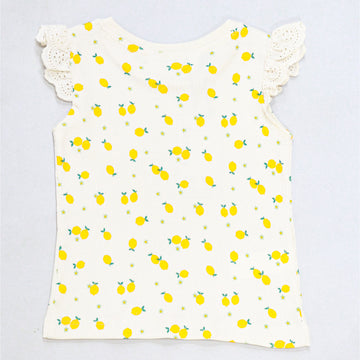 Ivory Lemon All Over Print Rib T Shiry Ivory - 0