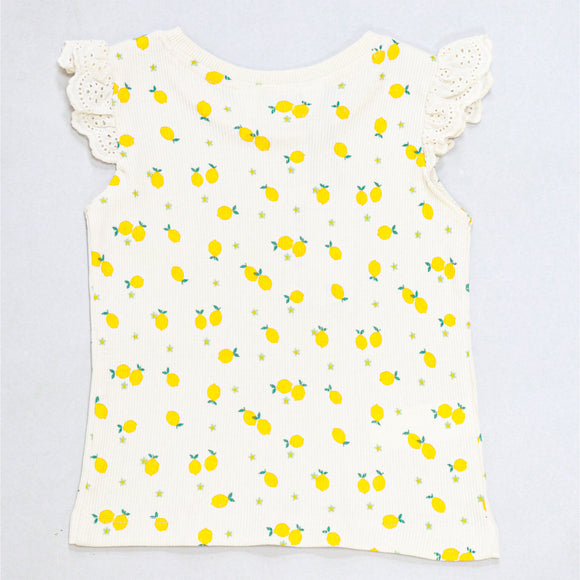 Ivory Lemon All Over Print Rib T Shiry Ivory