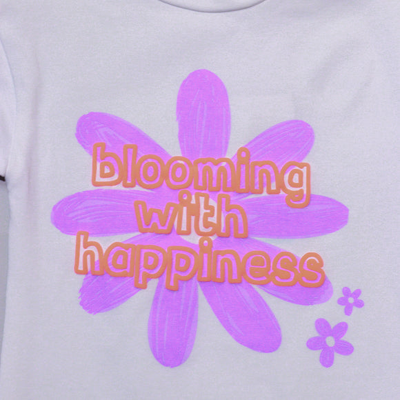 White Flower Print T Shirt