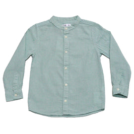 Boys Junior L S Roll Up Mandarin Shirt
