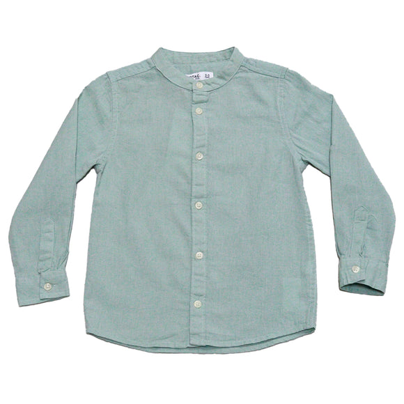 Boys Junior L S Roll Up Mandarin Shirt