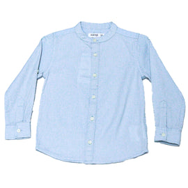 Boys Junior L S Roll Up Mandarin Shirt